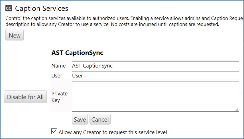 Image showing how to to enable captioning in panopto with AST information