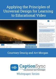 Book cover for Applying the Principles of Universal Design for Learning to Educational Video by Courtney Deurig and Art Morgan