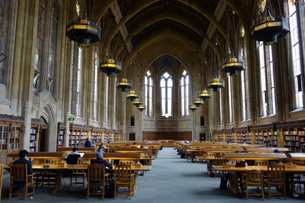 huge library with very high ceilings